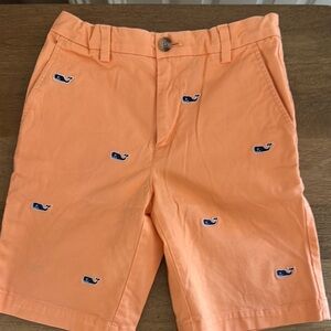 Vineyard Vines Boys 12 Peach with Navy Whale Embroidered Shorts